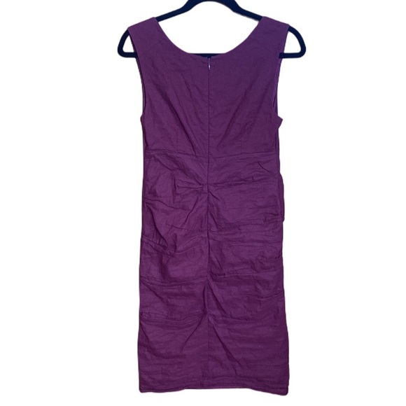 Eileen Fischer Dress sleeveless rouched burgundy empire red wine midi Sz 2 - Picture 4 of 8